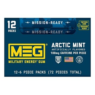 MEG Military Energy Caffeine Gum Spearmint 12 ct Tray