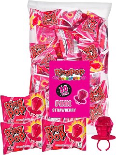 Ring Pop All Pink Strawberry Lollipop Candy 30ct