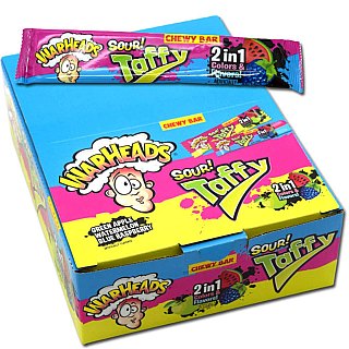 Warheads Sour Taffy 2 in 1 Chewy Bar 1.5 oz 24ct