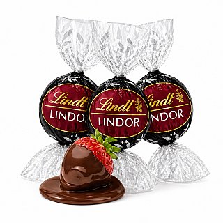 Lindt LINDOR Dark Strawberry Chocolate Truffles 70ct 2lb Bulk