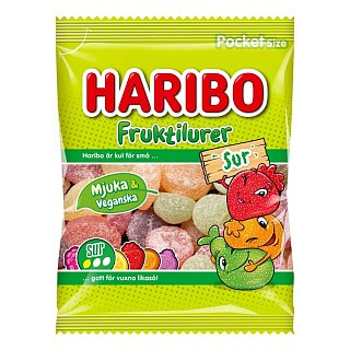 Haribo Sweden Fruktilurer Sour Assorted Fruit Gummy 75g Bag 12 Pack