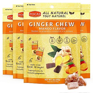 Pocas Ginger Chew  Mango Flavor Candy 3oz 24ct Box