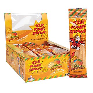 Dorval Sour Power Candy Straws Mango 24ct Tray