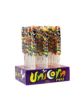 Adam Brooks Unicorn Pop Lollipop Rainbow Stick 24 ct Tray 10"
