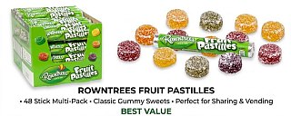 Rowntrees UK Import Fruit Pastilles Candy Rolls 48g 32ct
