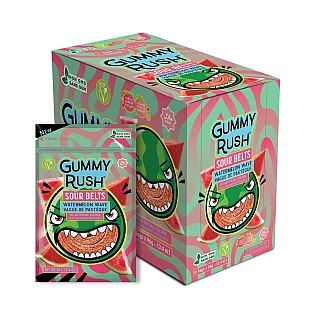 Gummy Rush Sour Belts Rainbow Quattro 3.4oz Peg Bag 12ct