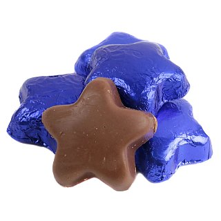Madelaine Milk Chocolate Foil Mini Blue Stars 1.5" 5lb Copy