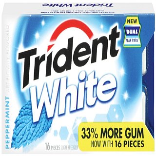 Trident White Peppermint Sugar Free Gum 9 Count 16 Piece Package