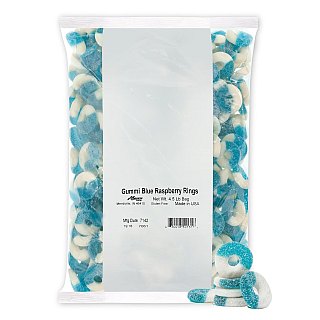Albanese Gummi Blue Raspberry Rings 4.5 pound bag