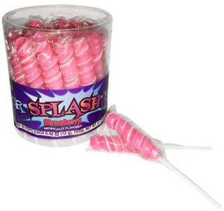 Splash Pops Strawberry Bright Pink LolliPops 30 Count Tub