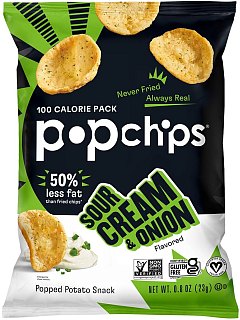 Popchips Popped Potato Chips Sour Cream & Onion  0.8 oz 24ct