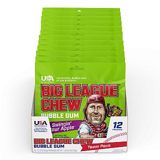 Big League Chew Sour Apple Bubble Gum 2.12 Oz 12 Count