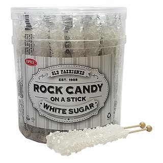 Espeez White Rock Candy On a Stick Jar 36 ct 6.5 "