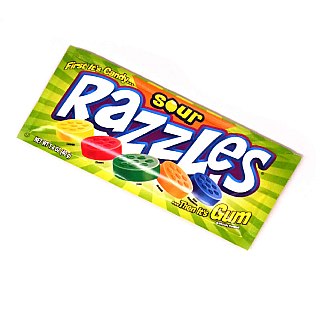 Razzles Sour Candy Gum 24 Count 1.4 ounce