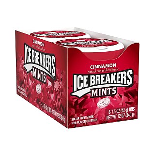 ICE BREAKERS Cinnamon Sugar Free Breath Mints 8 Count 1.5 Ounce Tins