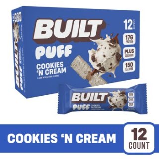 BUILT Puff Protein Bar Cookies 'N Cream 1.41 oz 12 ct