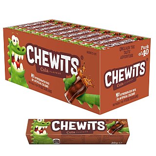 Cloetta UK Import Chewits Soft Chewy Candy COLA 1oz 40ct Tray