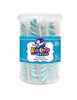 Mini Unicorn Pops Spiral Twist Bluberry Blue Lollipop 24 ct 6.5"