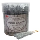 Espeez Silver Rock Candy On a Stick Jar 36 ct 6.5 "