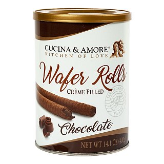 Cucina & Amore Creme Filled Wafer Roll Tins Chocolate 14.1 oz 6 ct