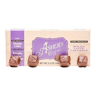 Asher's Dark Chocolate Mocha Latte Caramel Gift Box 5.2oz 6ct