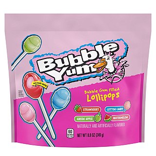 Bubble Yum Gum Filled Lollipops 8.8 oz Bag 6 ct