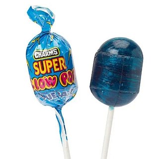 Super Blow Pop All Blue Razz Raspberry Purple Lollipops 36ct Bag