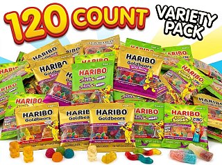 Haribo Treat Size Gummy Bear Worm Candy Assortment 3.1 lb 120 Pack