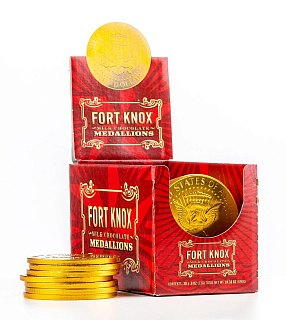 Fort Knox US Dollar Gold Chocolate Medallion 3" Coin 30ct