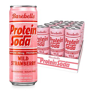 Barebells Protein Caffeine Energy Soda Wild Strawberry 12oz 12ct