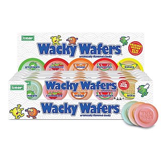 Wacky Wafers Thin Crunchy Sugar Candy 5 Flavor 1.2 oz 24 ct