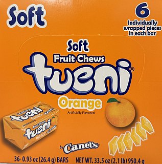 Canels Tueni Soft Fruit Chew Squares Orange 36 ct Tray