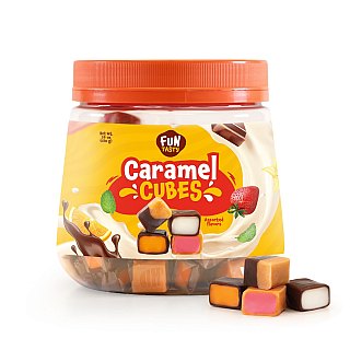 Funtasty Caramel Cube Candy 4 Flavor Assorted Jar 110ct 24 oz