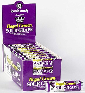Iconic Regal Crown Sour Grape Hard Candy 24 ct Tray