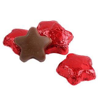 Madelaine Milk Chocolate Foil Mini Red Stars 1.5" 5lb Copy