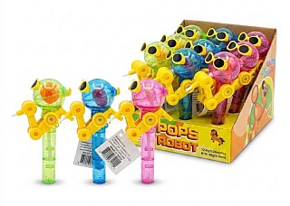 Pops Robot Lollipop Candy Toy 3.36oz 12 ct Tray