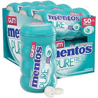 Mentos Pure Fresh Wintergreen Gum 10 Count 15 Piece Bottles