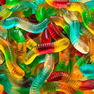 Assorted Worms Dye Free Natural Color Gummy Candy 2.2 lbs