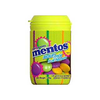 Mentos Korea Import Chewy Dragees Sour Mix 4.23 oz Cup 6ct Tray