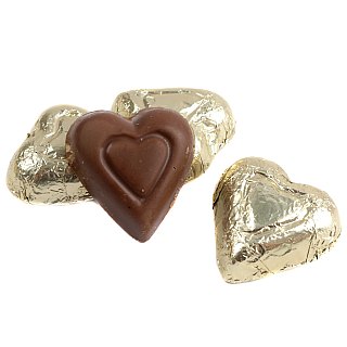 Madelaine Milk Chocolate Foil Mini Gold  Hearts 5lb