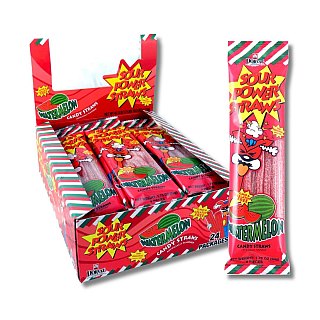 Dorval Sour Power Candy Straws, Watermelon 1.75 oz 24ct