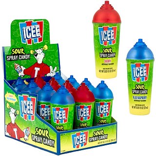 Icee Sour Spray Candy Cup Cherry Blue Raspberry 12 ct