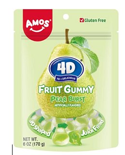 Amos Peelerz Pear Burst 4D Fruit Gummies 6oz 12 ct