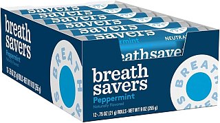Breathsavers Peppermint 12 Ct 0.75 Oz Rolls Double Tray