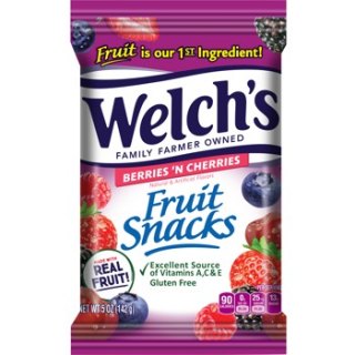 Welch's  Fruit Snacks Berries  N Cherries Peg Bag 5oz 12ct