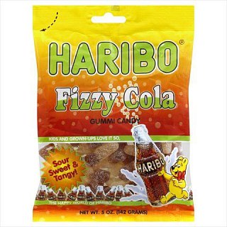 Haribo  Fizzy Cola Bottle  Gummy Candy 5oz 12ct Peg