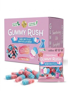 Gummy Rush Turkish Blue Pink Baby Bottles Gummy Candy 3.17oz 12ct Tray