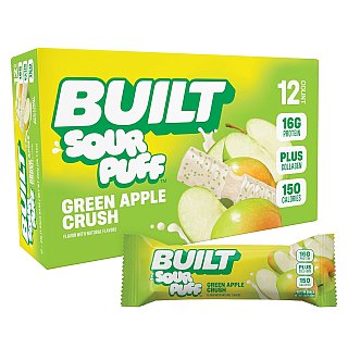 BUILT Sour Puff Protein Bar Green Apple Crush 1.41 oz 12 ct