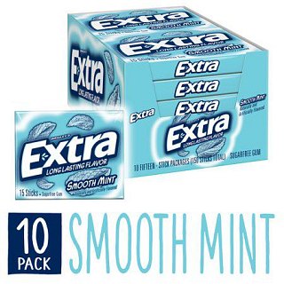 Extra Gum Smooth Mint Chewing Gum 10 Count 15 Pieces Each Tray
