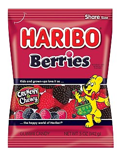 Haribo Berries Black Red Gummy Candy Peg Bag 5oz 12 Pack